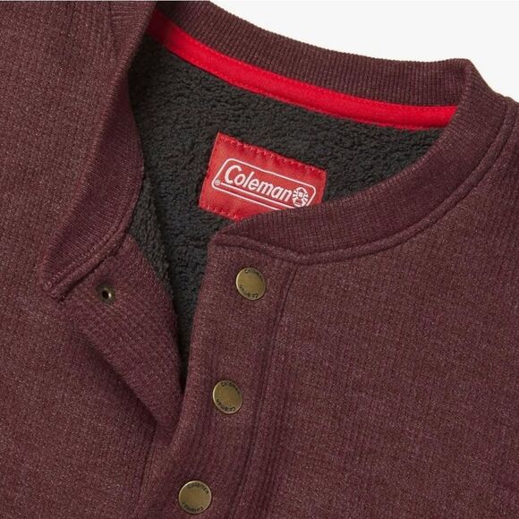 New Coleman 3 Button Sherpa Lined LS Waffle Henley Shirt Front Welt Pocket Sz XL - Picture 3 of 8